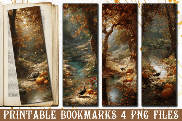 Autumn Forest Turkey Bookmark Graphics for Crafts