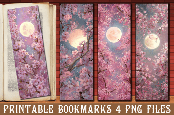 Cherry Blossom Moon Bookmark: Crafts & Graphics