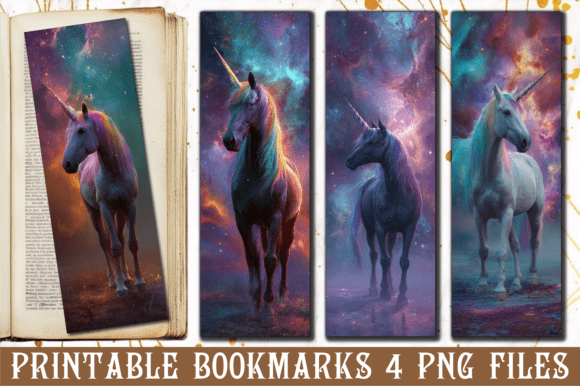 Cosmic Galaxy Unicorn Space Bookmark Graphics for Crafts
