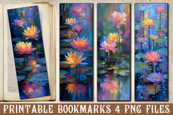 Lotus Pond Bookmark Graphics for Crafts