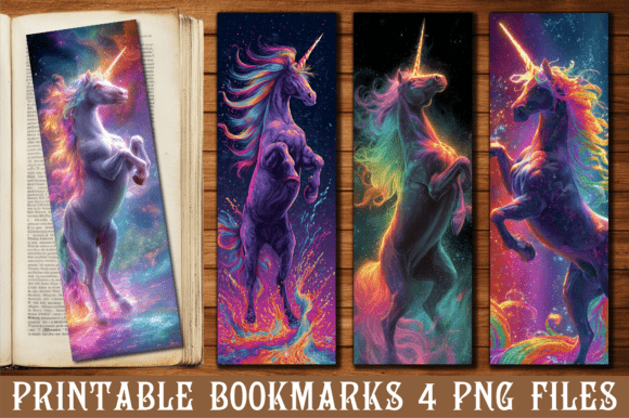 Neon Unicorn Bookmark: Graphics for Crafts