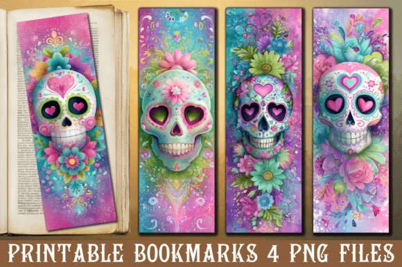 Pastel Floral Sugar Skull Graphics for Crafts
