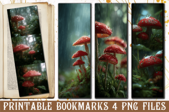Rainy Red Mushroom Graphics for Crafts
