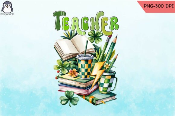 Retro Teacher St Patricks Day PNG: Graphics for Crafts