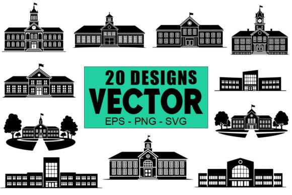 Review: School Building Silhouette Vector Bundle