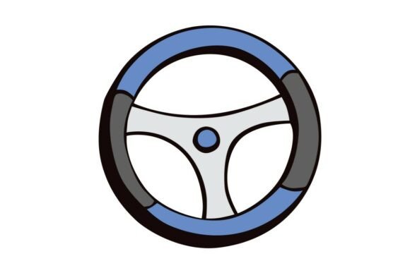 Sporty Blue Steering Wheel Graphics for Crafts