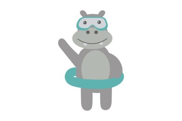 Swimmer Hippo Graphics for Crafts